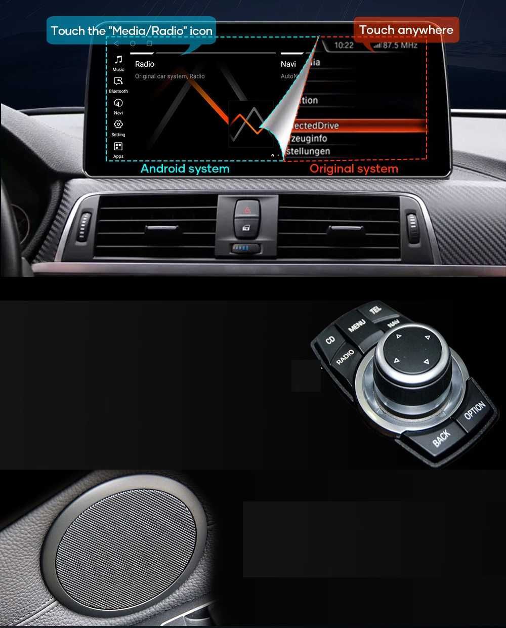 Radio GPS WiFi Android CarPlay BMW NBT F30 F31 F34 F32 F33 F36 F80 F82