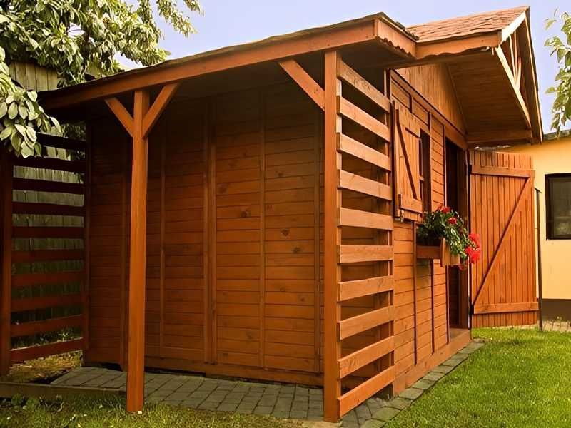 Domek zebra ogrodowy dach dwuspadowy drewniany 4x3 producent A1