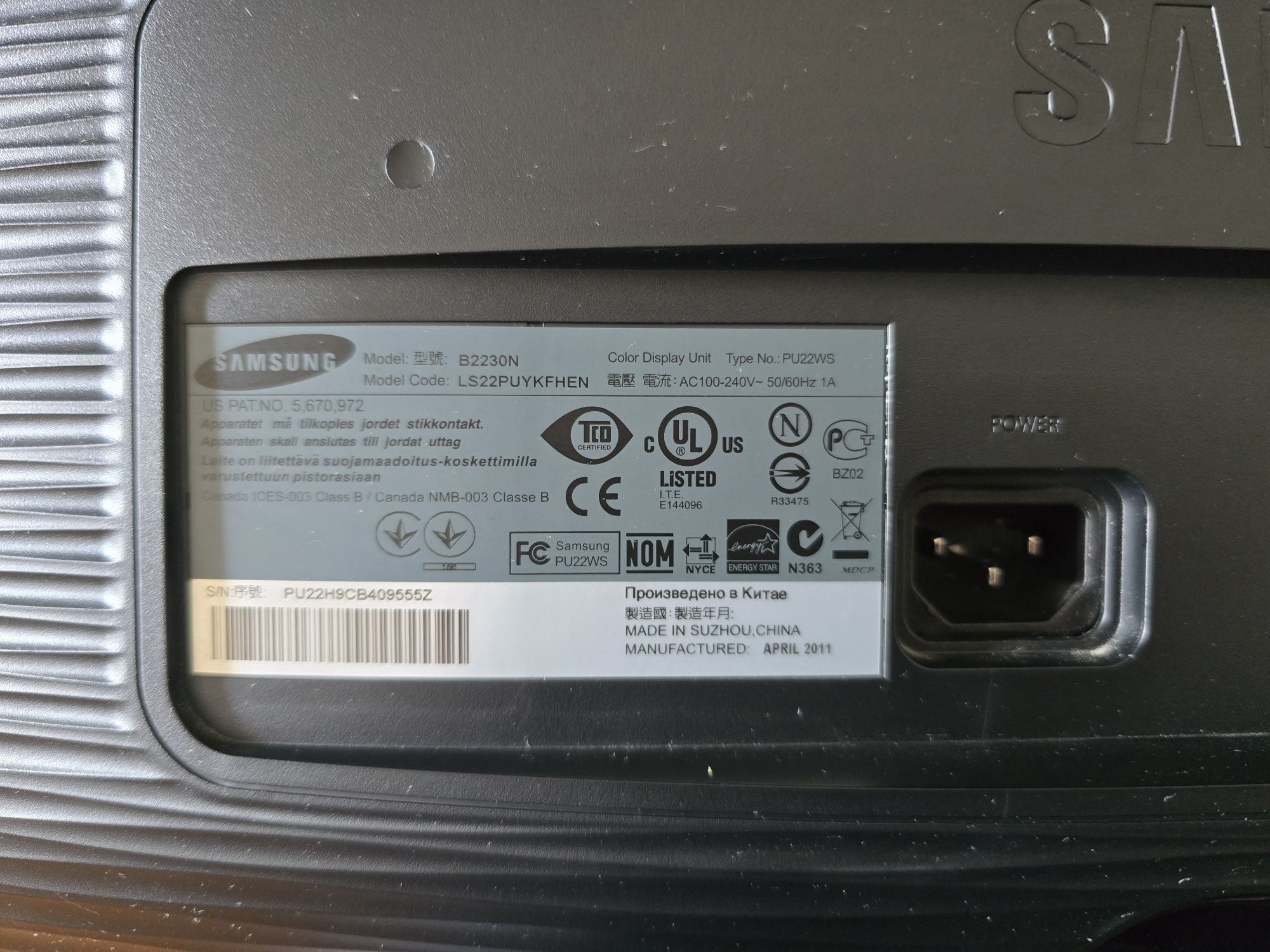 Monitor Samsung B2230N 22"