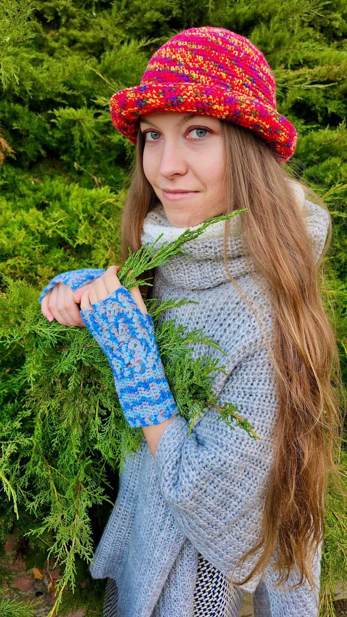 Kapelusz Zimowy Szydełkowy rękodzieło handmade