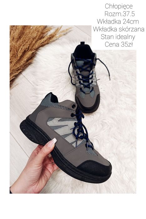 Trapery trekkingowe chłopięce rozmiar 37.5 wkładka 24cm