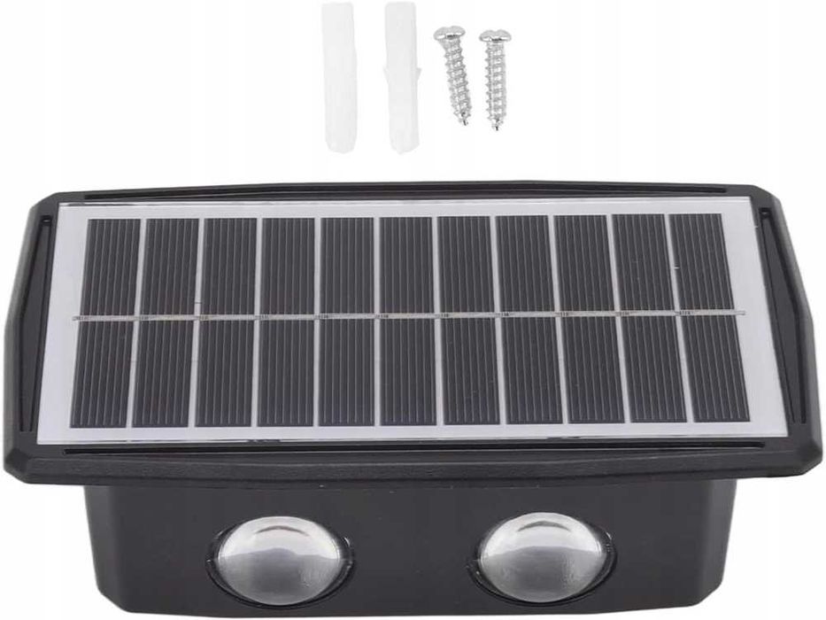 2x Lampa Solarna LED RGB Kolor Góra Dół Czujnik Ruchu Zmierzchu CREE