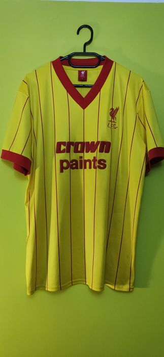 Koszulka t-shirt piłkarski Liverpool retro z 1982/83  wjazdowej żółtej