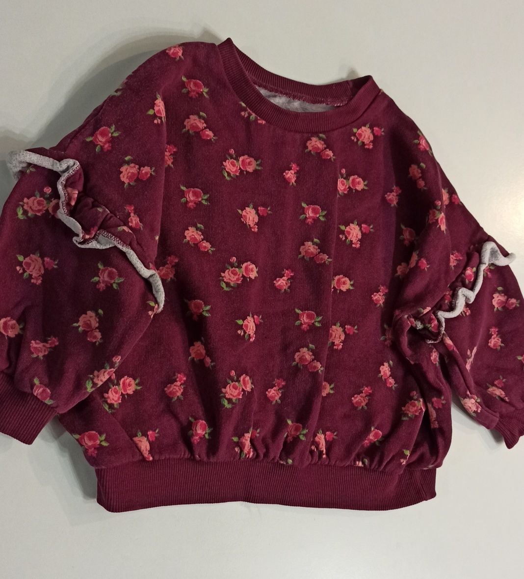 Matalan śliczna bluza dresowa burgundowa w kwiatki kwiatuszki falbany