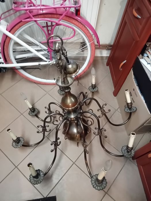 XIX w Żyrandol z Brązu Złoconego szer 100cm wys 70cm  Cudo !!!