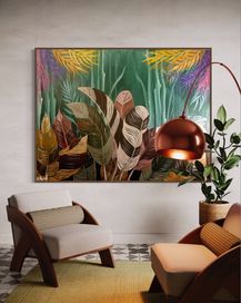 Obraz liście dekoracja 120x100 kolorowy las salon