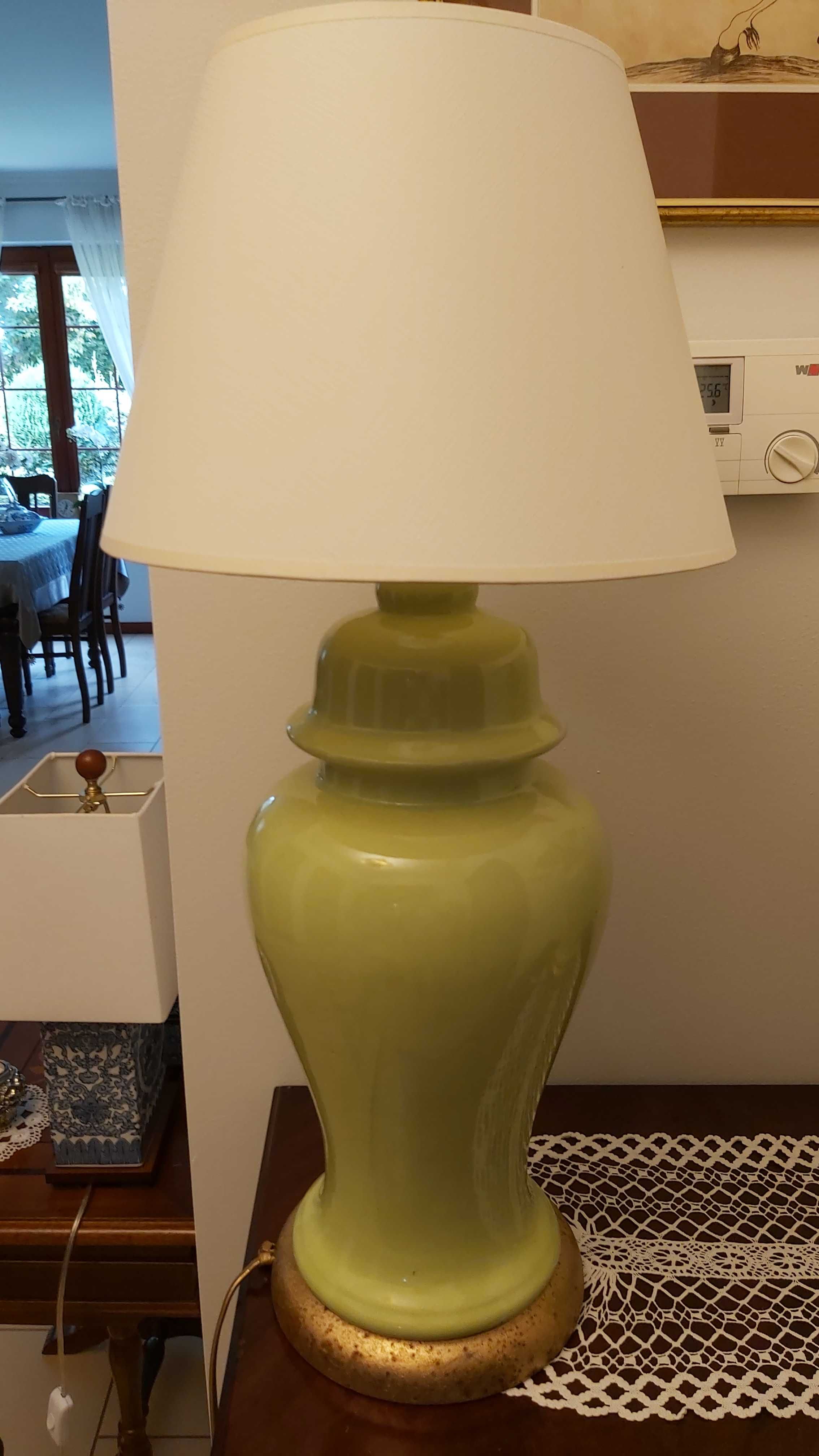 Lampy stołowe szt 2 , porcelana , kolor seledyn