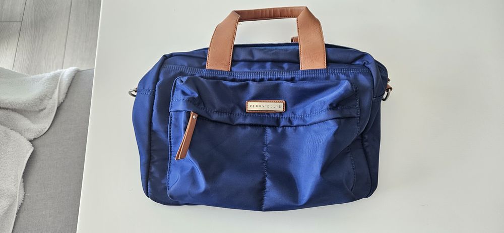 Bolsa Perry Ellis azul com alça - estilo executivo