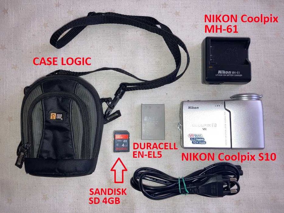 NIKON Coolpix S10 Z WADĄ - akumulator - ładowarka - futerał - karta SD