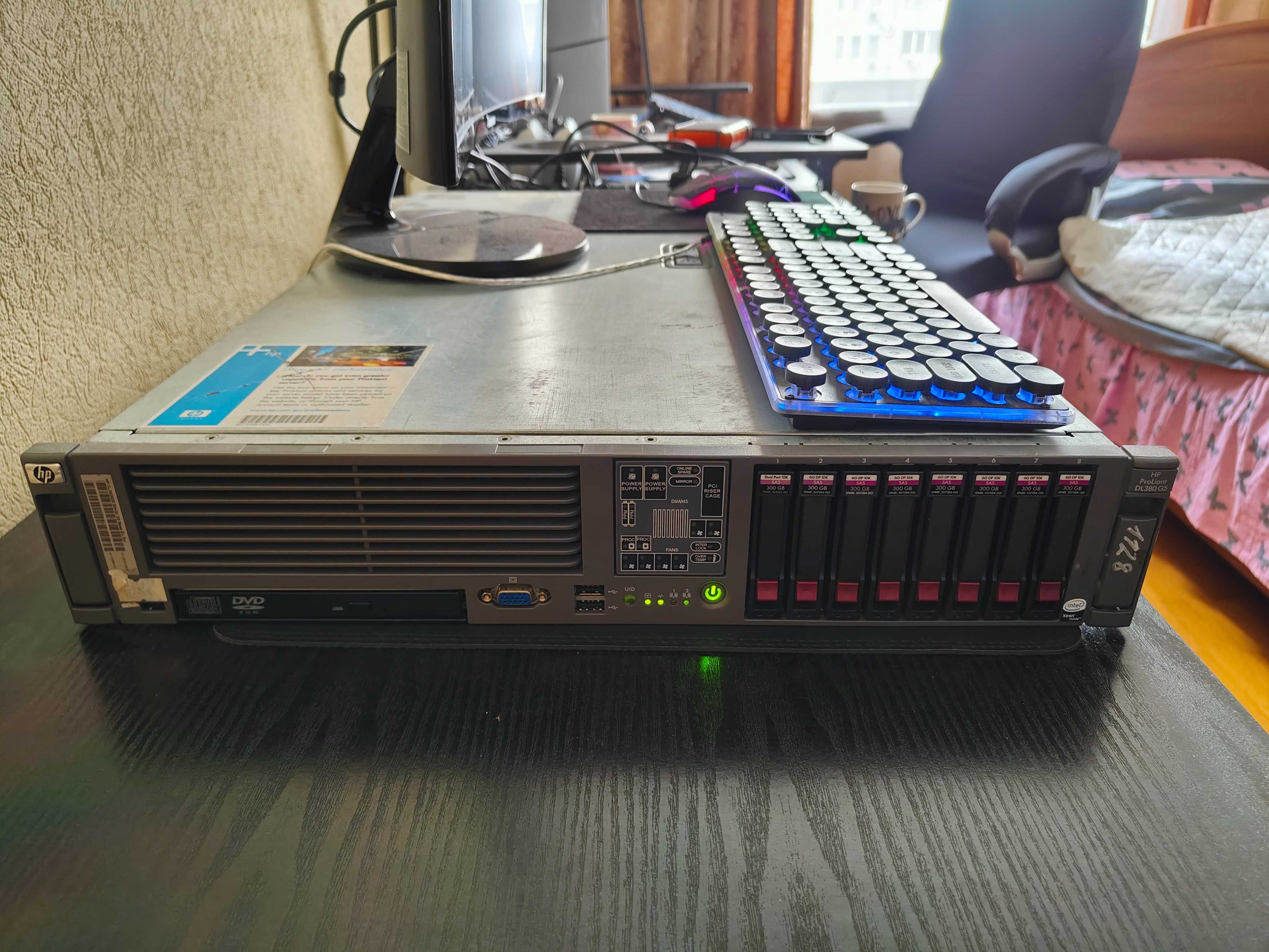 Сервер HP ProLiant DL380 G5 (2cpu, 16gb ram, 8*300gb hdd sas, ilo2)