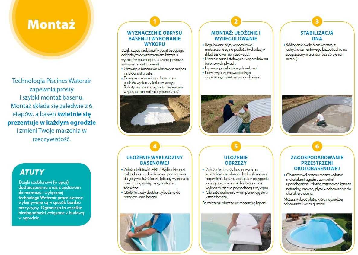Basen Waterair Elsa 6,43x3,57m z schodami gotowy zestaw do montażu
