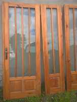 Zestaw DRZWI Salon 70+45cm Drewno Naturalne SOSNA Lakier Okucia Szyby