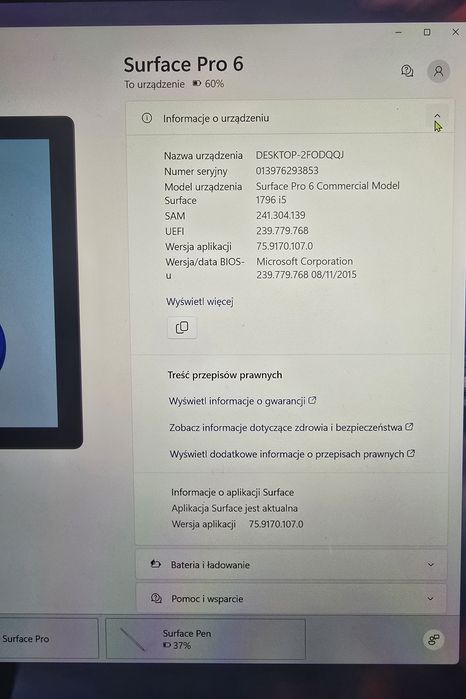 Surface Pro 6 klawiatura pancerne etui