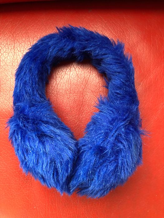 Nauszniki futrzaki chabrowe nauszniki obszyte futrem szafirowe granat