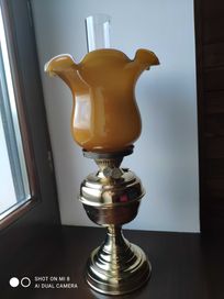 Duża stara angielska mosiężna lampa naftowa nr 1