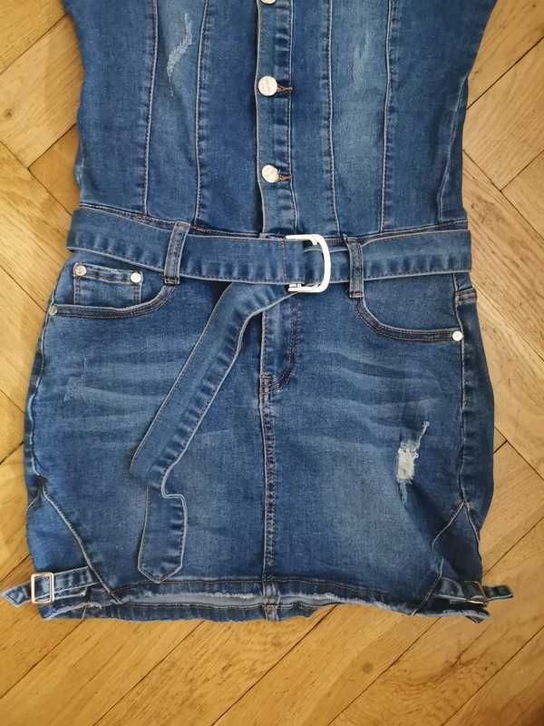 sukienka jeansowa mini elastyczna hiszpanka nowa M
