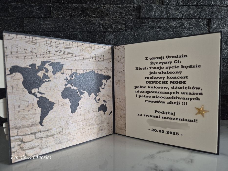 Kartka 18/30/40/50/60 Rock, podróże. Urodzinowa 3D