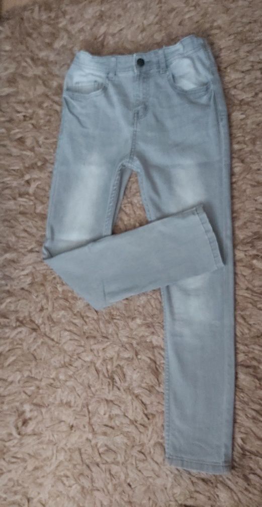 Denim CO Szare dżinsy jeansy rurki przetarcia 146