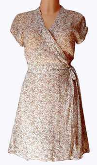 Sukienka kopertowa dekold w V - JEANS - DESIGNER