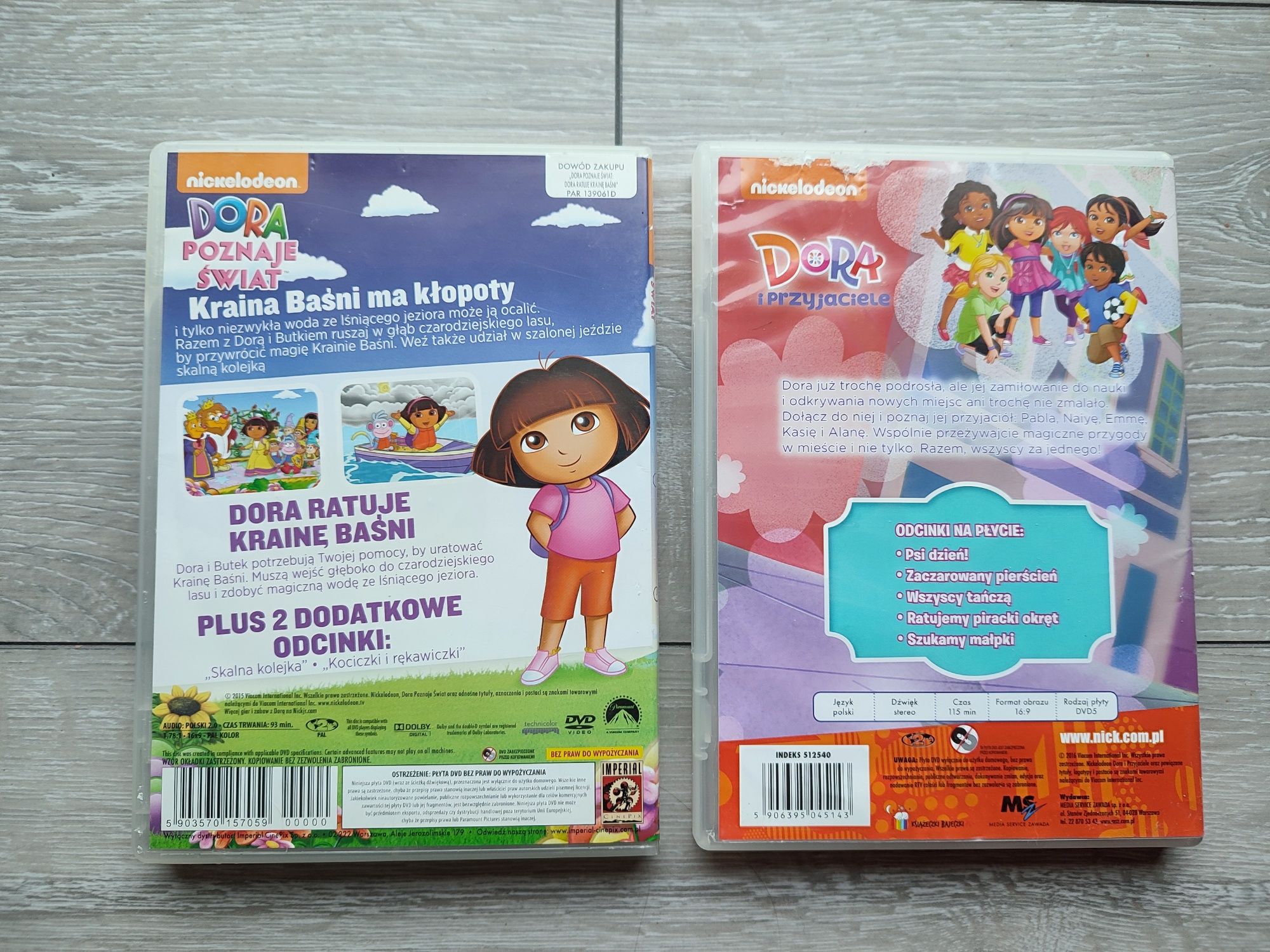 Płyty DVD Dora ratuje Krainę Baśni oraz Dora i zaczarowany pierścień