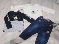 Ubranka chłopięce 80 nowe spodnie bluza bluzka Mickey jeans