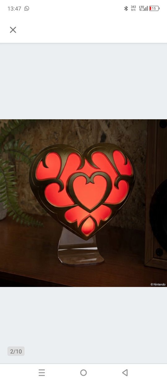 Zelda, lampka LED, heart container