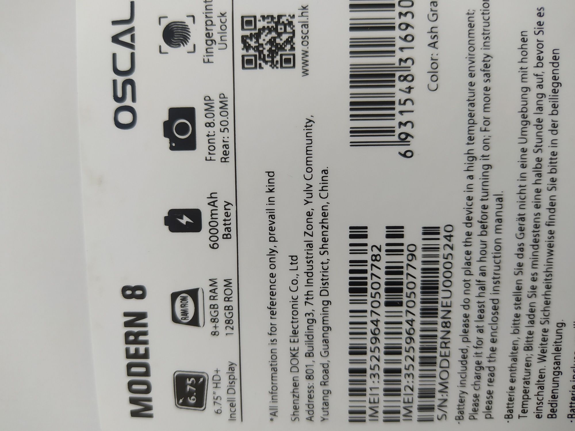 Смартфон OSCAL modern8