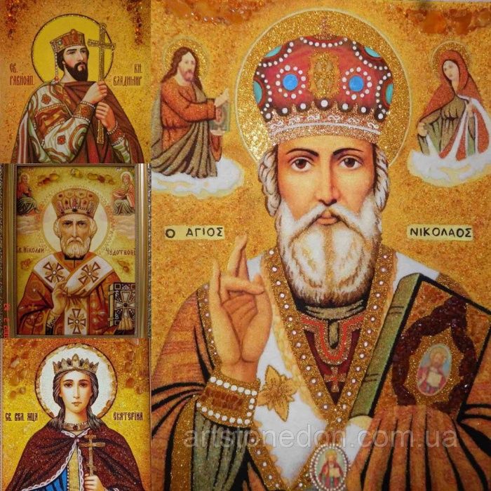 Иконы из янтаря ИМЕННЫЕ ИКОНЫ картины Портрет ікони КАРТИНИ З БУРШТИНУ