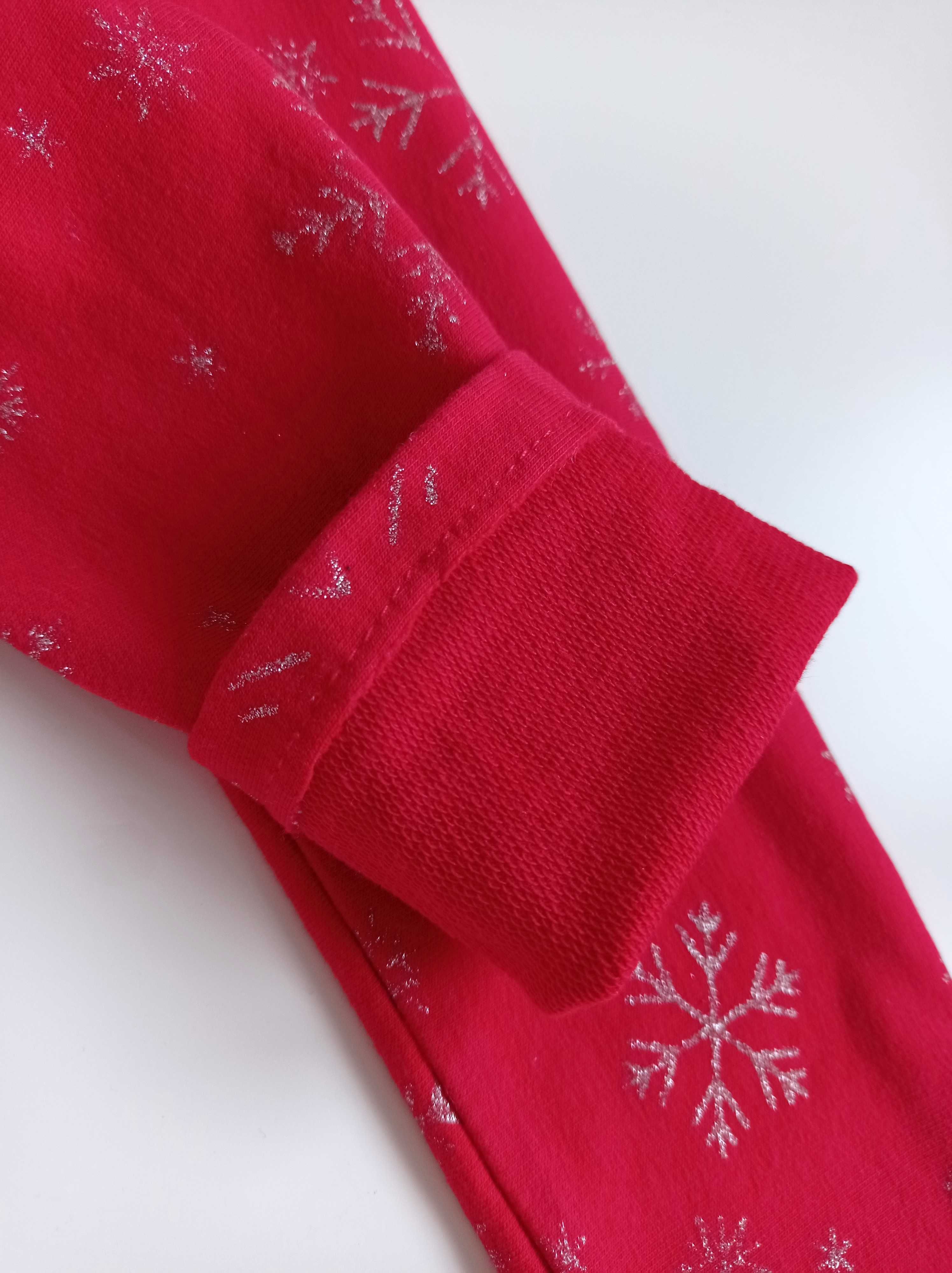 Legginsy Świąteczne Boże Narodzenie z falbanką Handmade 92
