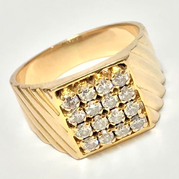 SYGNET damski z żółtego ZŁOTA DIAMENTY 0.56ct r.14