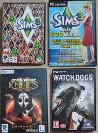 GRY NA PC - Sims 3 + Dodatki, Star Wars - Knigths II, Watch Dogs