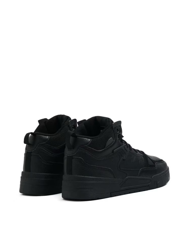 Nowe czarne męskie sznurowane wysokie buty sneakersy za kostkę Cropp