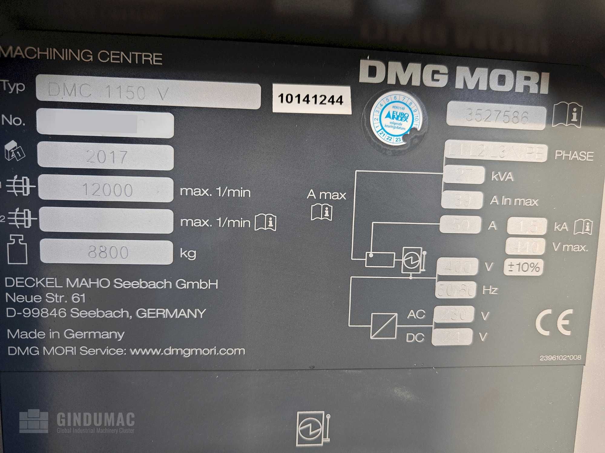 Centrum obróbcze DMG MORI DMC 1150V (2017)