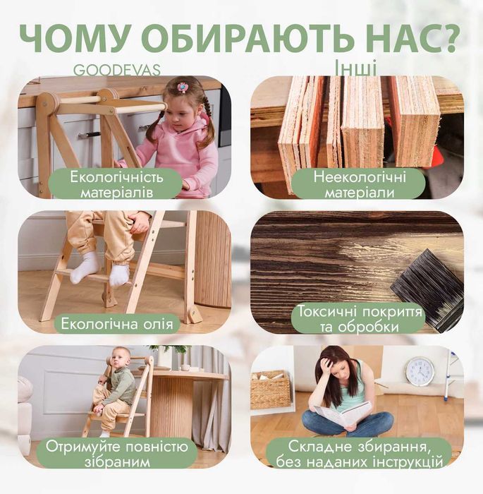 Складний стілець Монтессорі: Вежа помічник