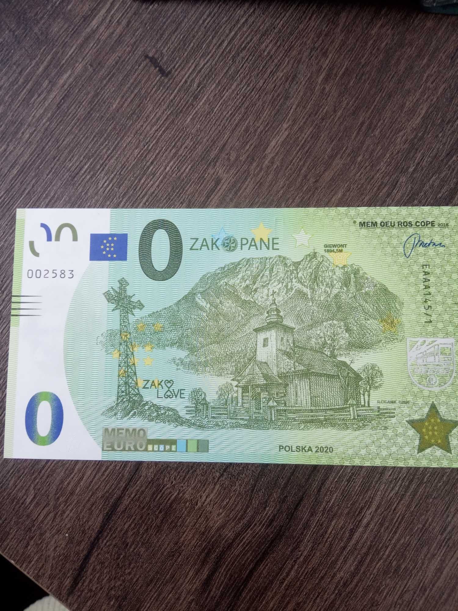 Banknot 0 euro Zakopane