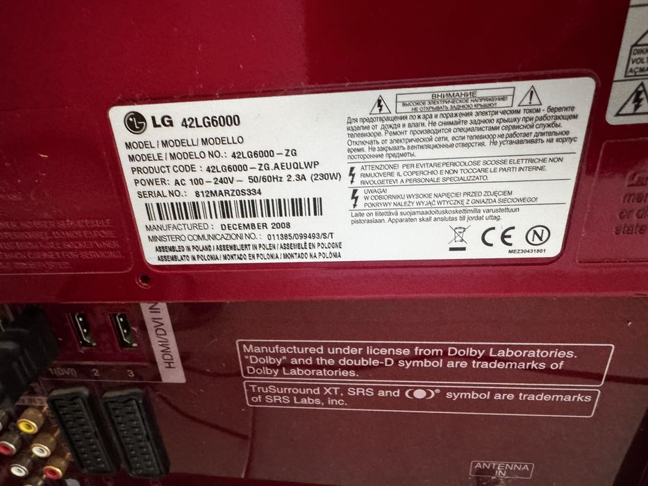 Lg 6000 scarlet telewizor full HD 42”