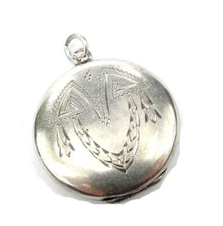 Antyk Secesyjny srebrny grawerowany sekretnik medalion na zdjęcia 1900