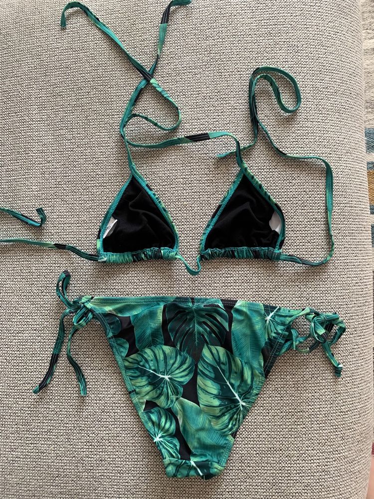 Urban Classics xs 34 bikini w kwiaty flower monstera jungle