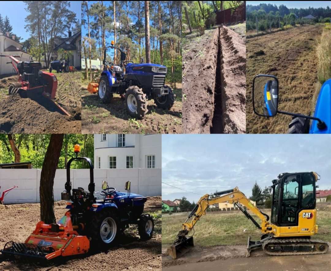 Usługi glebogryzarką separacyjną,minikoparką, rębakiem, kosiarką bijak