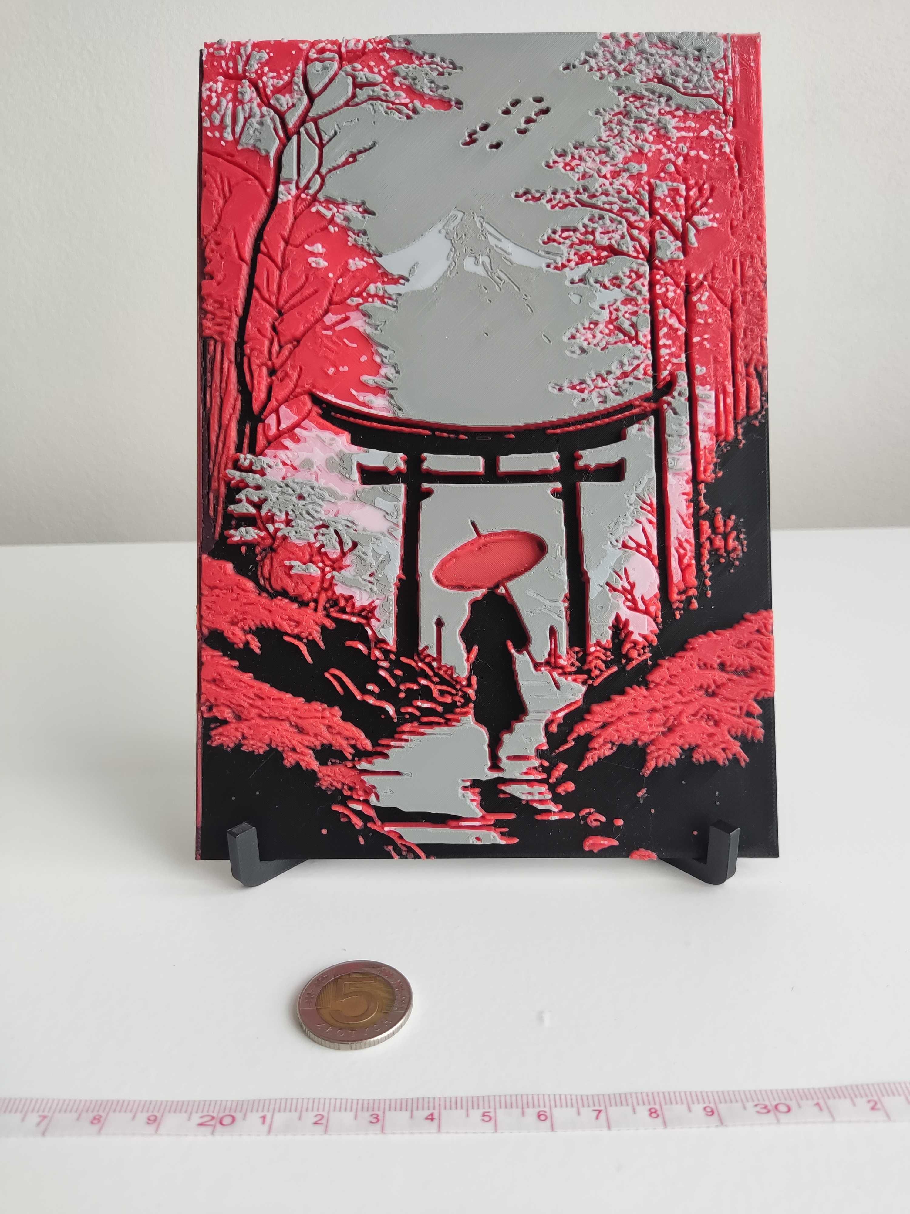 Obraz ala 2,5D Japonia brama - ozdobny wydruk 3D