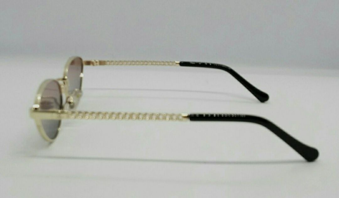 Брендовые женские очки лисички узкие серо розовый градиент в зол метал