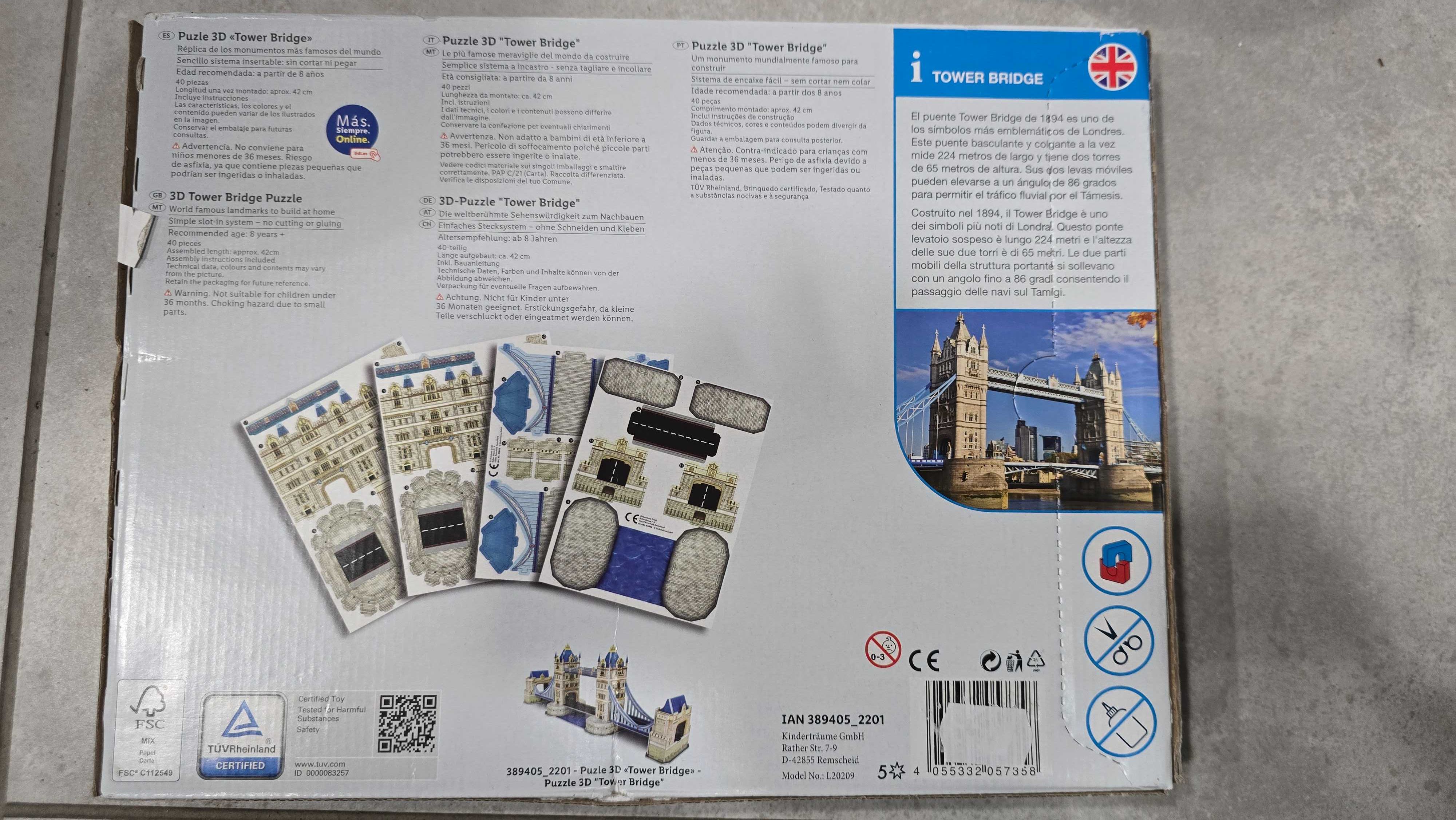 Puzzle 3D TOWER BRIDGE 42 cm Playtive 40 elementów