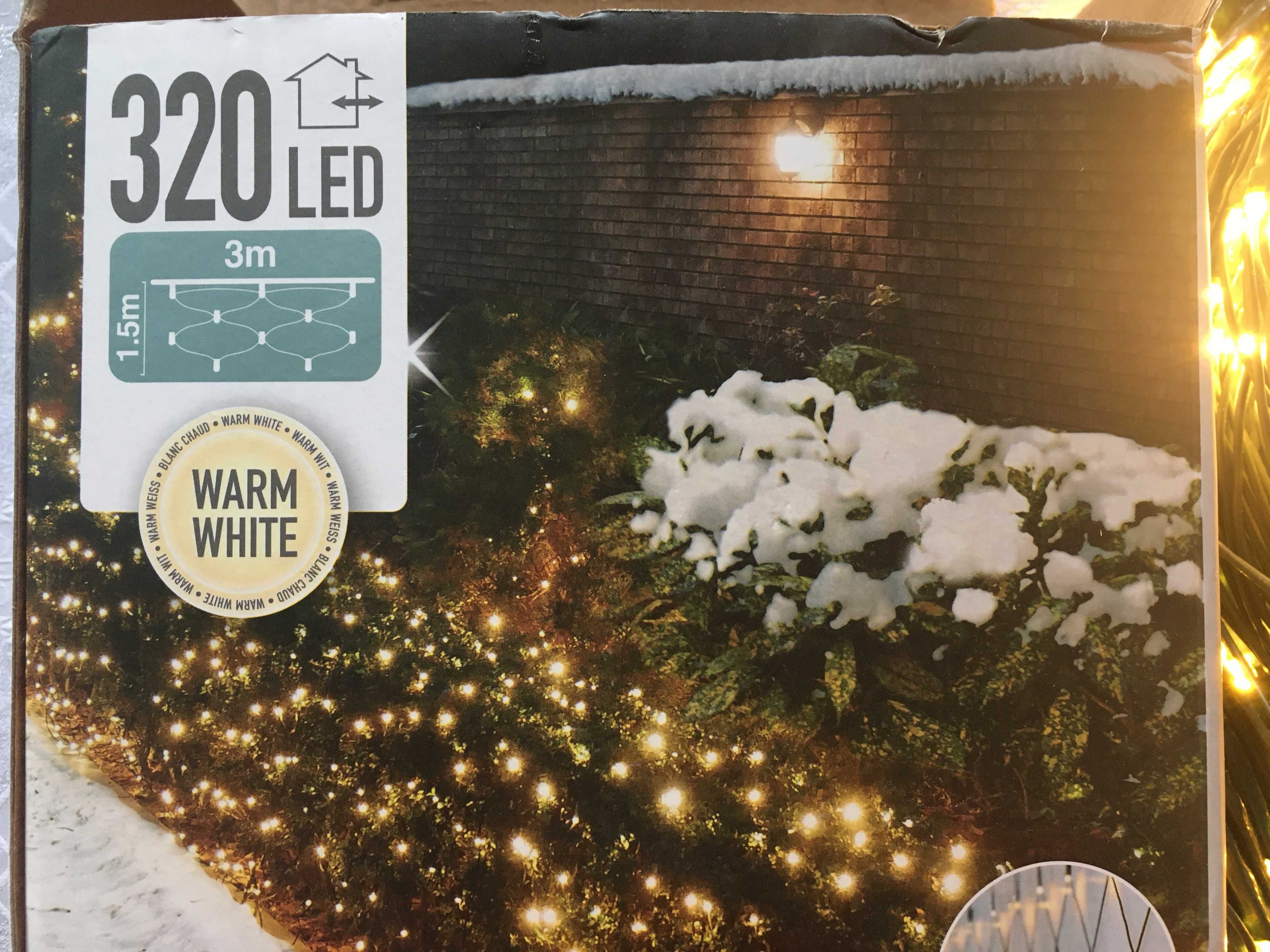 Sieć lampek kurtyna 300x150cm kolor ciepła biel nowe IP44