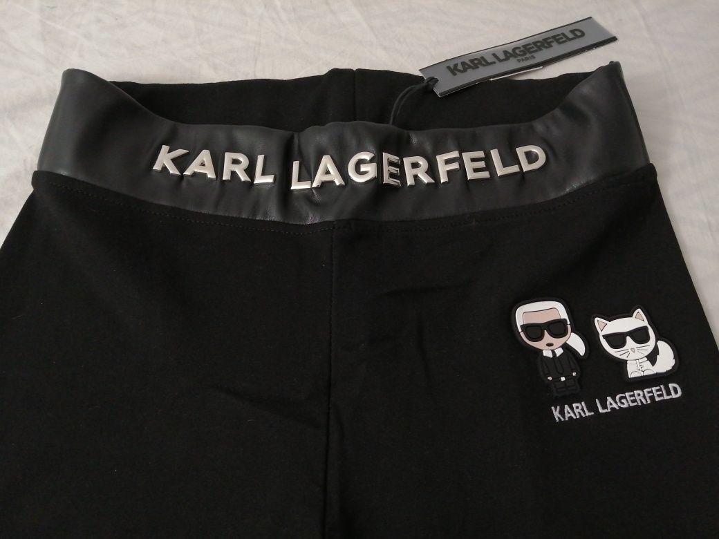 NOWE damskie legginsy Karl Lagerfeld spodnie obcisłe KL czarne XL kot