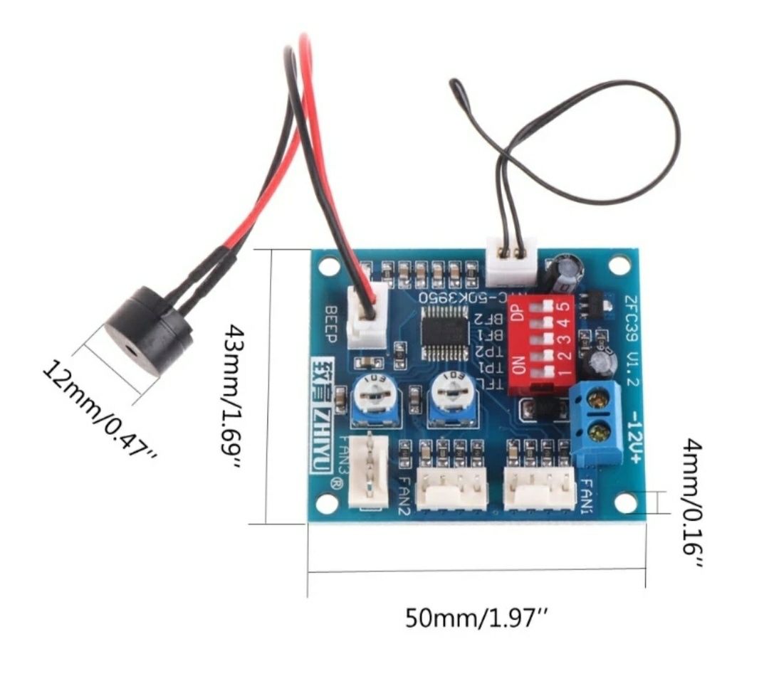 Ventoinhas 70mm PWM + Módulo Controlo de Temperatura PWM 12V