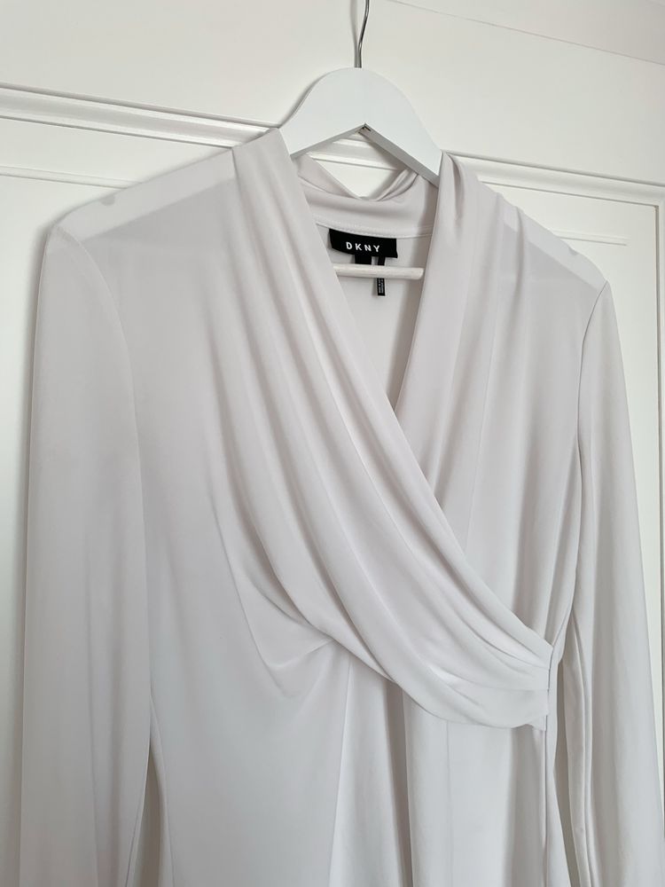 DKNY Donna Karan New York bluzka długi rękaw elegancka biała