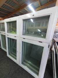 OKNA Drewniane Sosnowe 176x173cm 4 sztuki białe/brązowe okno