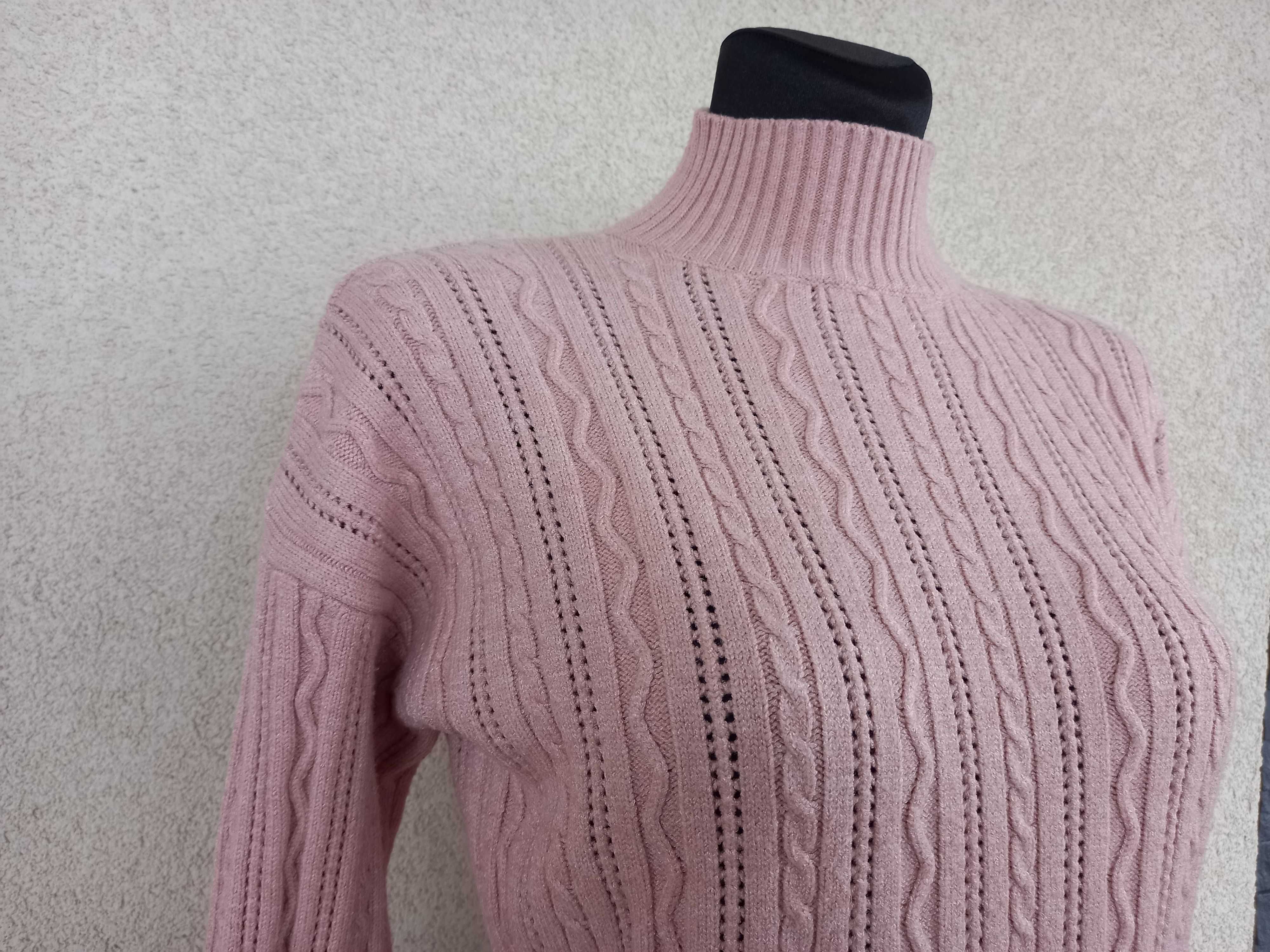 Reserved sweter damski różowy warkocz r. S / 36