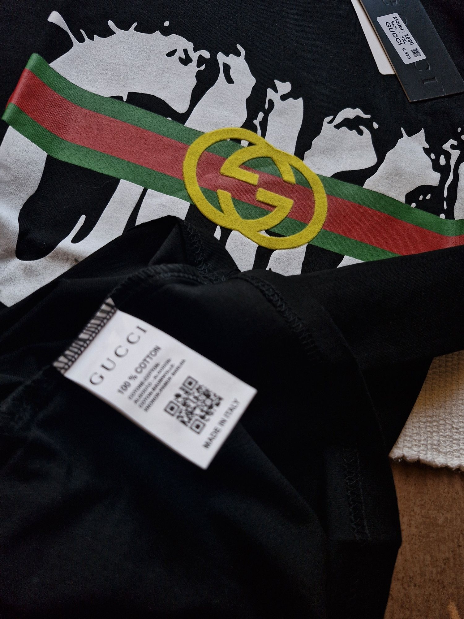 Nowa koszulka męska bawełna tshirt czarny 3xl 2xl gu cci metki prezent