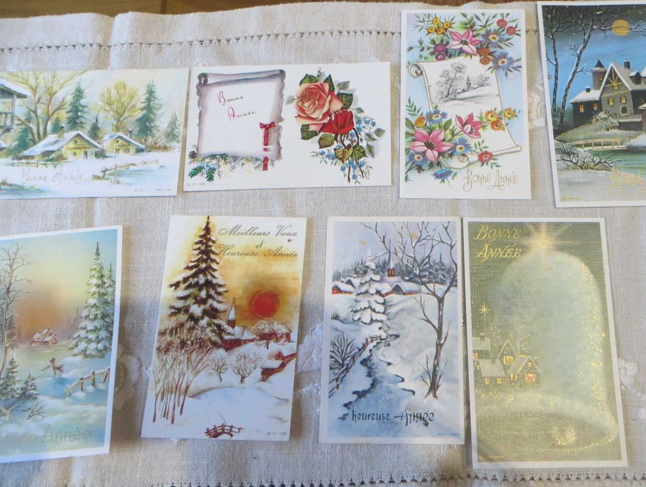 Lote 21 Postais de Natal e Ano Novo - Origem França c/ mensagem Novos